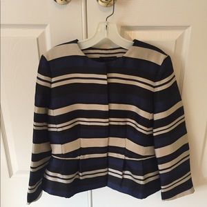 Ann Taylor Peplum Jacket, Royal Stripe, Size 4